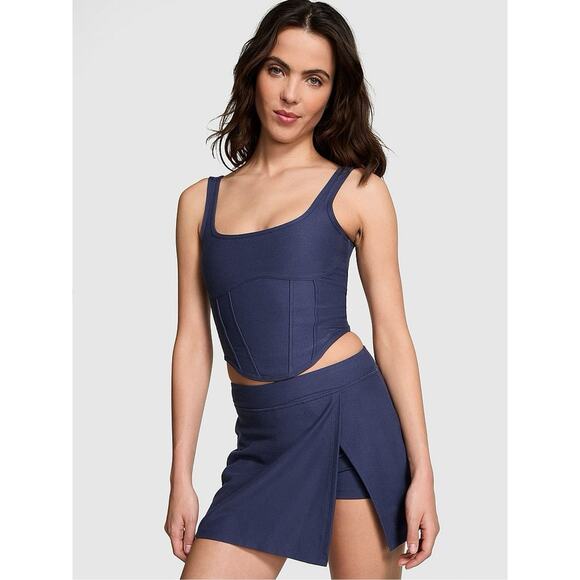 Victoria's Secret Tops - Victoria's Secret PINK The Cinched Piqué Corset Top IN Midnight Navy Size Small